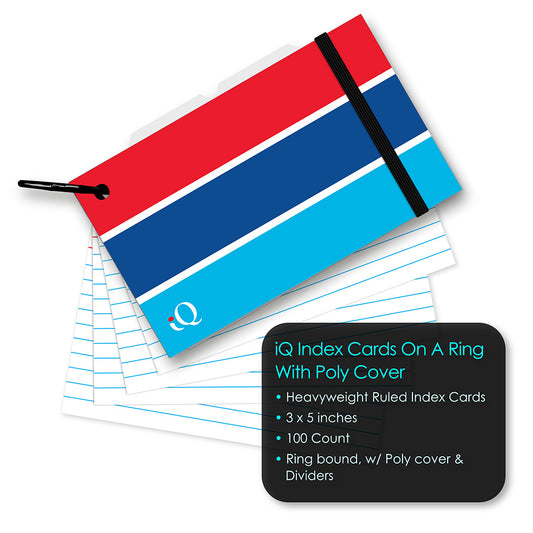 Index Cards on a Ring with Poly Covers Ruled 3 x 5in 100 Count 03510