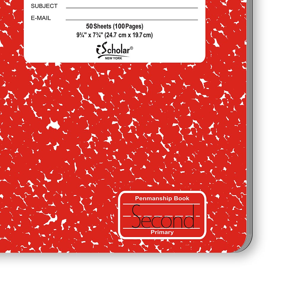 Penmanship Cursive Flex Cover Notebook Red 2nd Grade 9.75 x 7.5in 50 Sheets 10019