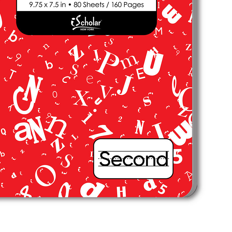 Penmanship Cursive Notebook Red 2nd Grade 9.75 x 7.5in 80 Sheets 10029