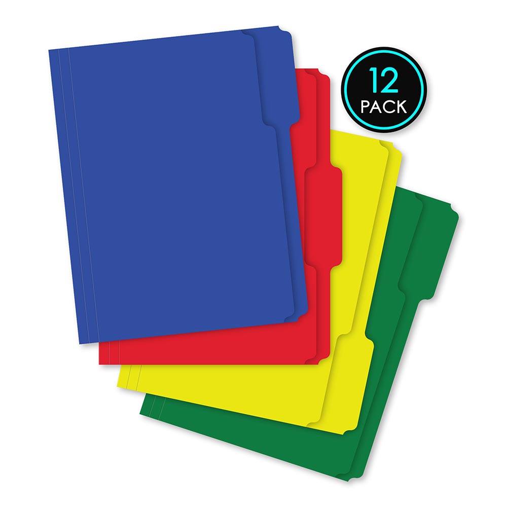 12 Pack Assorted Colors File Folders 38212
