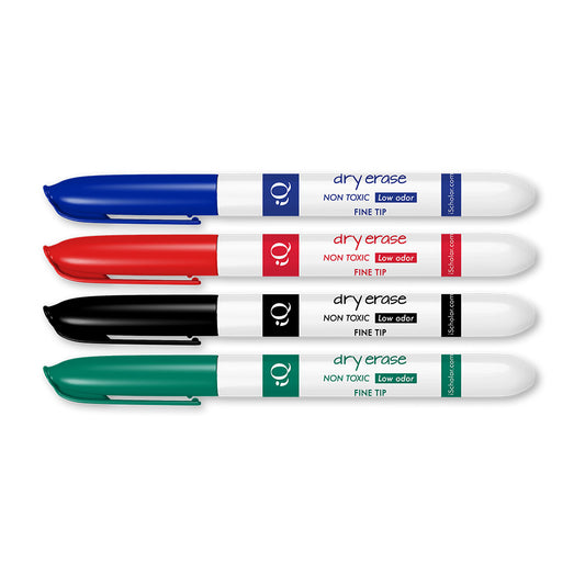 4 Pack iQ Dry Erase Markers Fine Tip - Pen Style Asst. Colors 43104