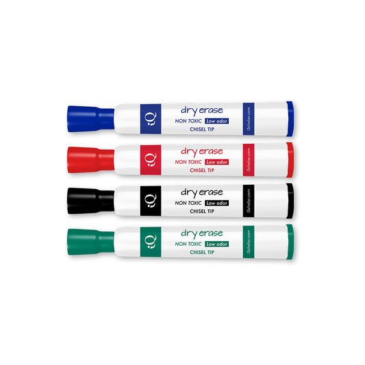 4 Pack iQ Dry Erase Markers Chisel Tip - Tank Style Asst. Colors 43105