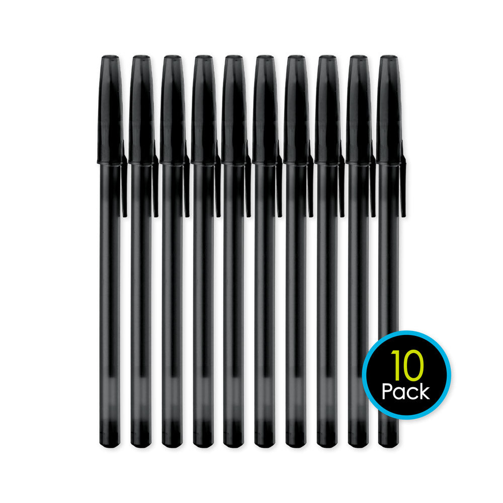 10 Pack Ballpoint Pens Black 44406