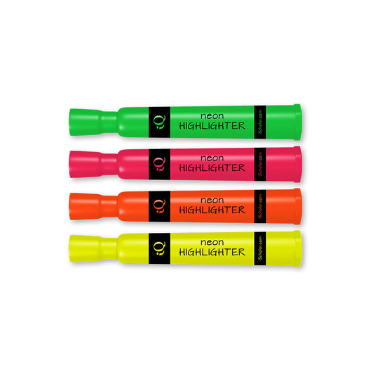 4 Pack iQ Highlighters Chisel Tip - Tank Style Asst. Colors 44704
