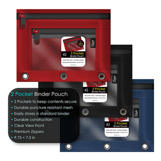 2 Pocket Mesh Binder Pouch with 3 Hole Punch 55013