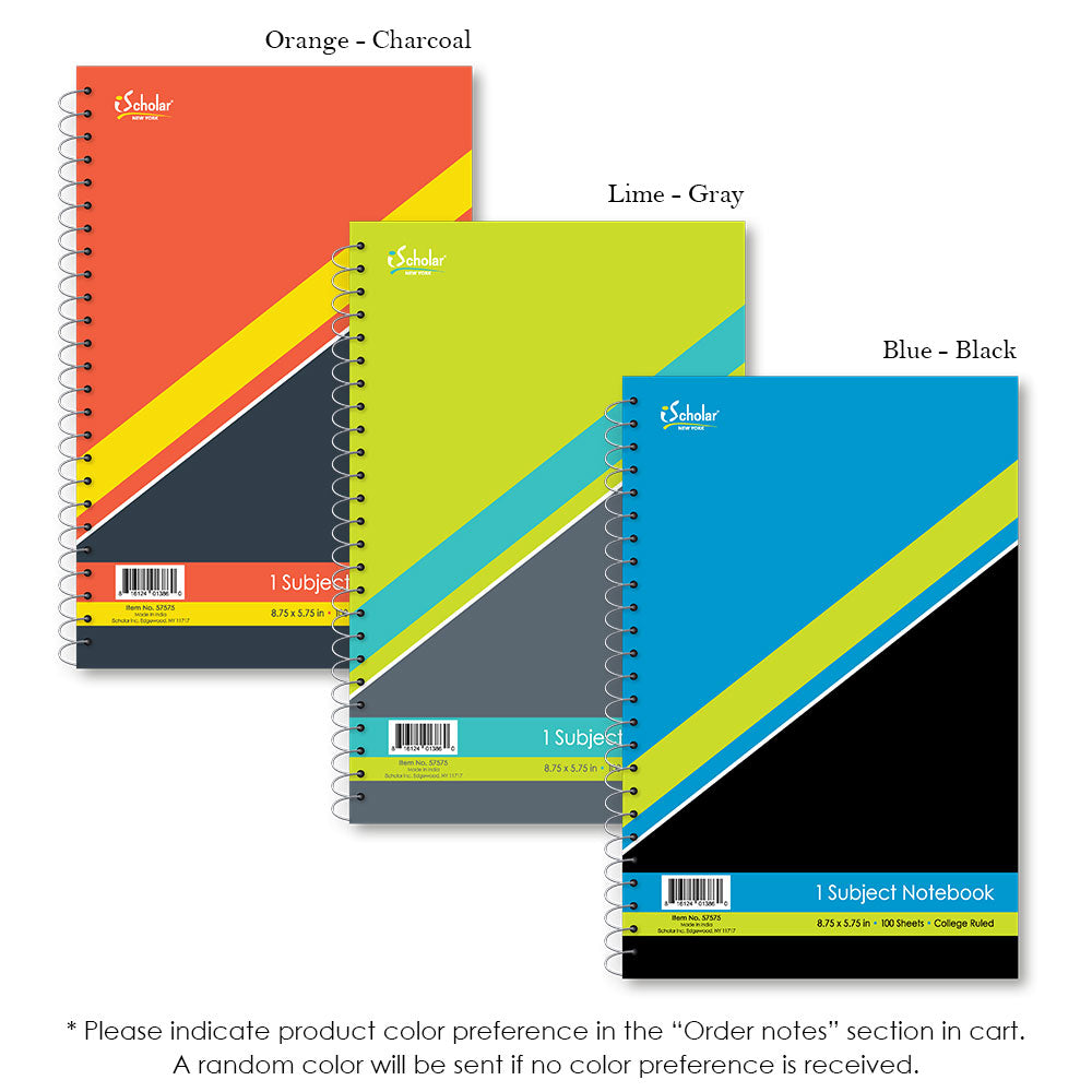 1 Subject Wirebound Notebook College Ruled 8.5 x 5.75in 100 Sheets 57575
