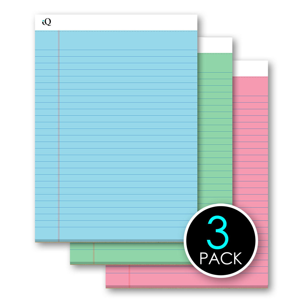 3 Pack iQ Pastel Writing Pads 8.5 x 11.75in 150 Sheets 58113