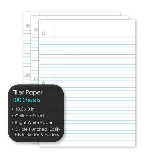 Filler Paper College Ruled 10.5 x 8in 100 Sheets 81101