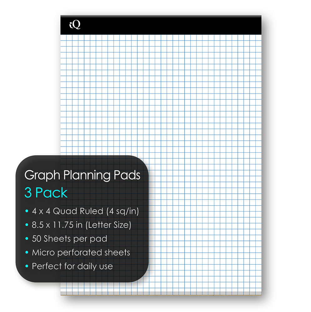 3 Pack iQ Graph Planning Pads 8.5 x 11.75in 150 Sheets 88113
