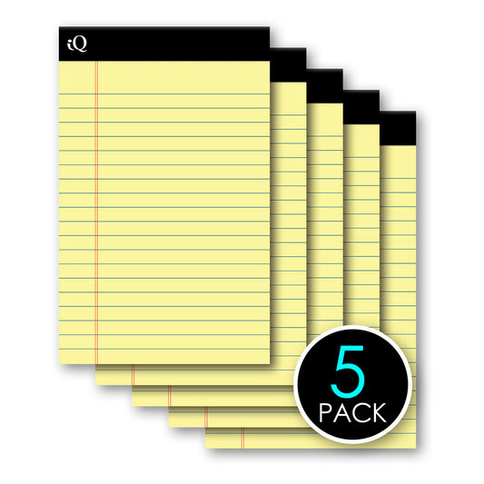 5 Pack iQ Jr. Legal Pads Canary 5 x 8in 250 Sheets 95805
