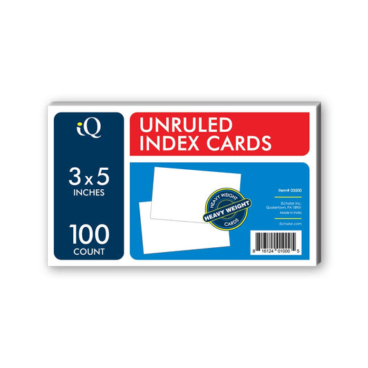 White Index Cards Unruled 3 x 5in 100 Count 03500