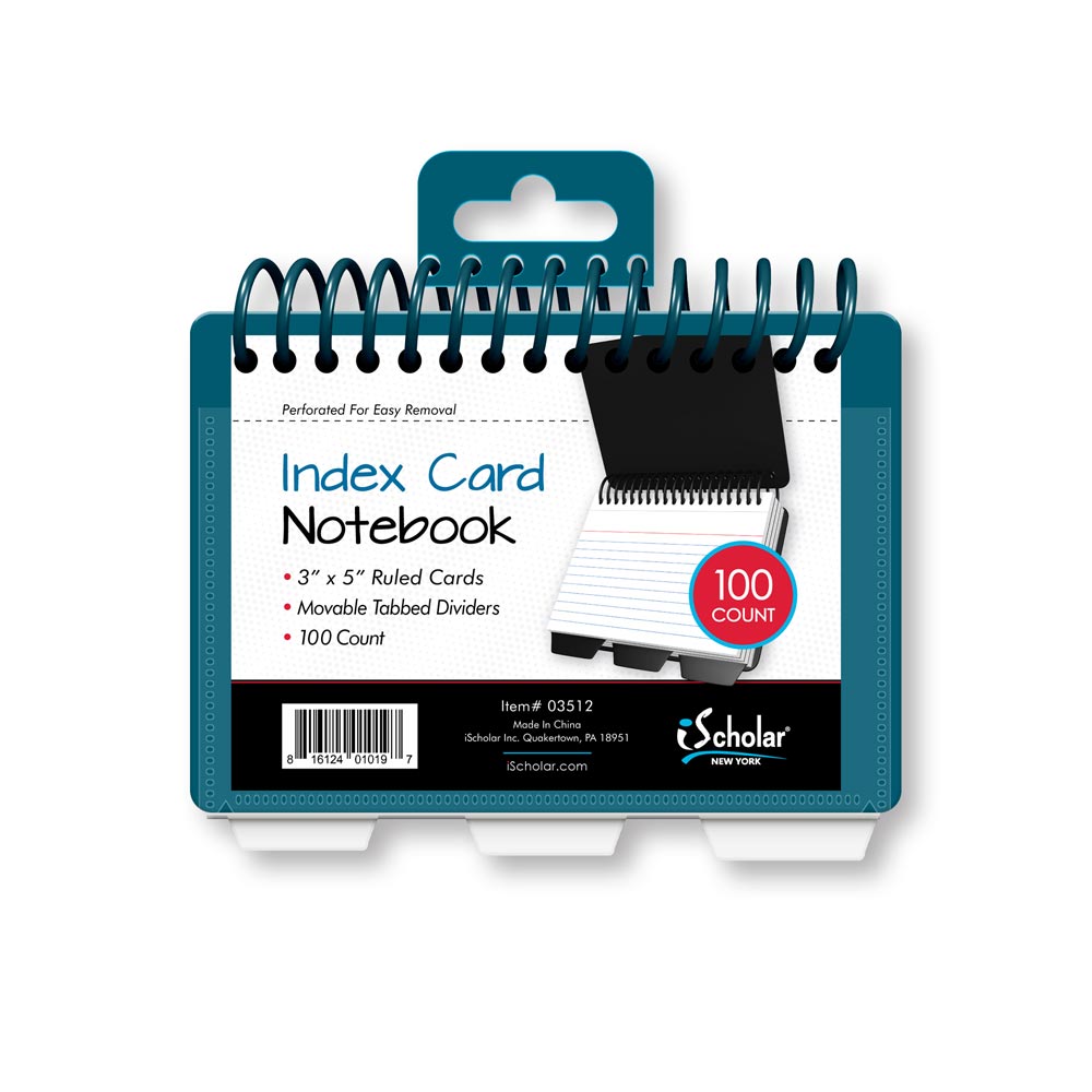 Index Cards Book Poly Wire with 3 Tabs Ruled 3 x 5in 100 Count 03512