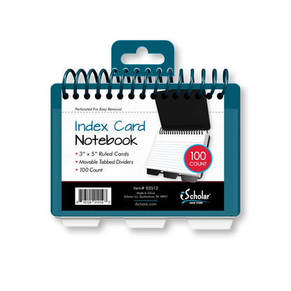 Index Cards Book Poly Wire with 3 Tabs Ruled 3 x 5in 100 Count 03512