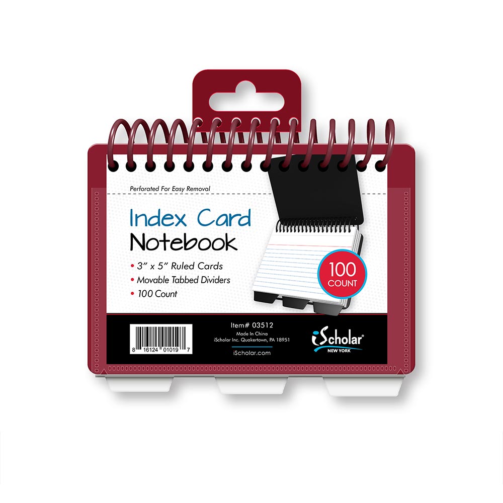 Index Cards Book Poly Wire with 3 Tabs Ruled 3 x 5in 100 Count 03512