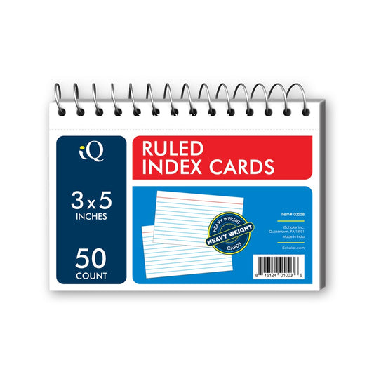 Wirebound White Index Cards Ruled 3 x 5in 50 Count 03558