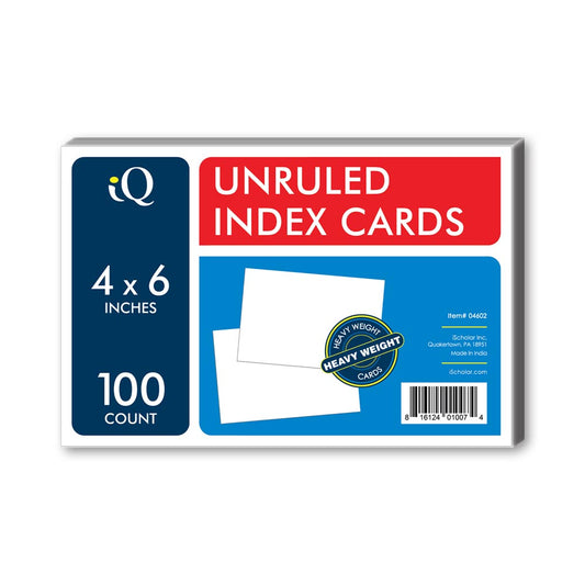 White Index Cards Unruled 4 x 6in 100 Count 04602