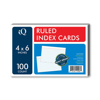 White Index Cards Ruled 4 x 6in 100 Count 04603