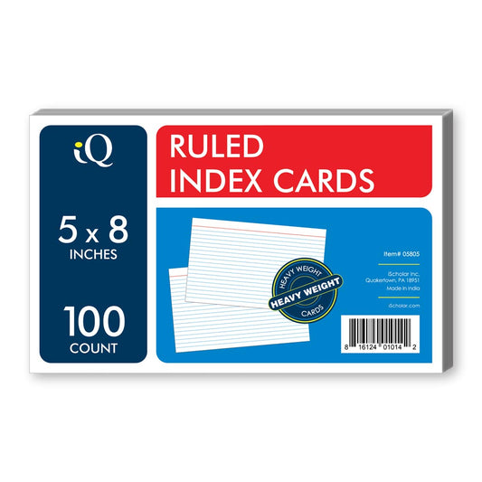 White Index Cards Ruled 5 x 8in 100 Count 05805