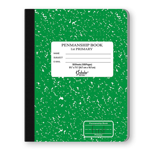 Penmanship Cursive Flex Cover Notebook Green 1st Grade 9.75 x 7.5in 50 Sheets 10018