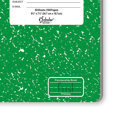 Penmanship Cursive Flex Cover Notebook Green 1st Grade 9.75 x 7.5in 50 Sheets 10018