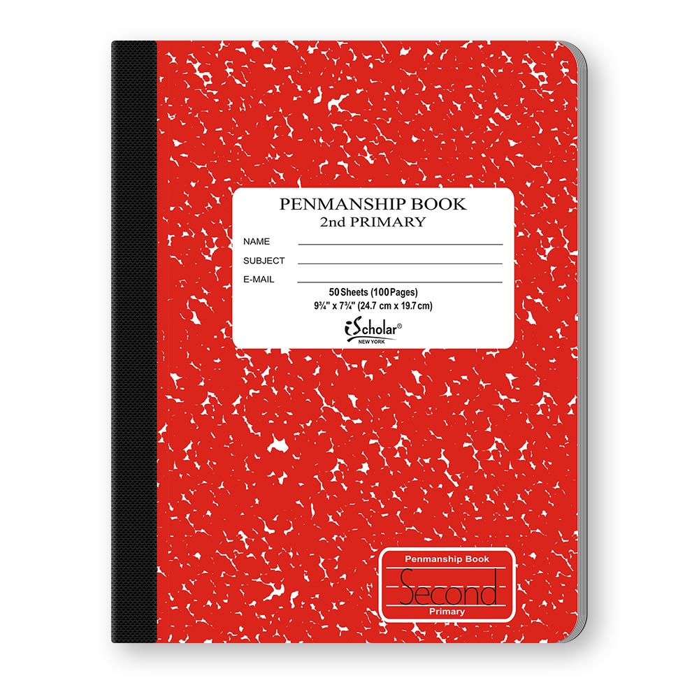 Penmanship Cursive Flex Cover Notebook Red 2nd Grade 9.75 x 7.5in 50 Sheets 10019