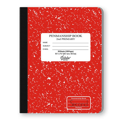 Penmanship Cursive Flex Cover Notebook Red 2nd Grade 9.75 x 7.5in 50 Sheets 10019