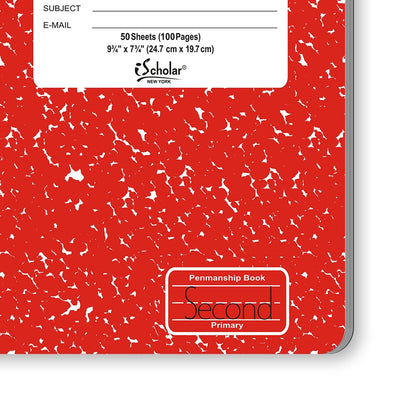 Penmanship Cursive Flex Cover Notebook Red 2nd Grade 9.75 x 7.5in 50 Sheets 10019