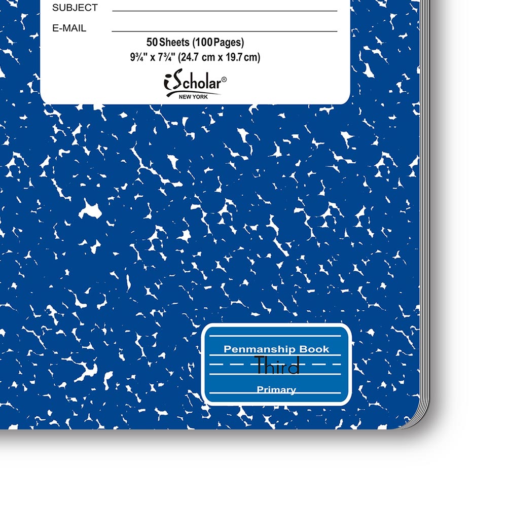 Penmanship Cursive Flex Cover Notebook Blue 3rd Grade 9.75 x 7.5in 50 Sheets 10020