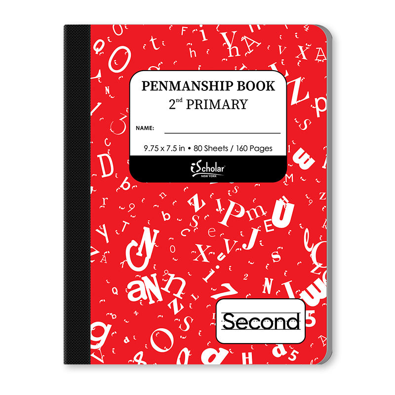 Penmanship Cursive Notebook Red 2nd Grade 9.75 x 7.5in 80 Sheets 10029