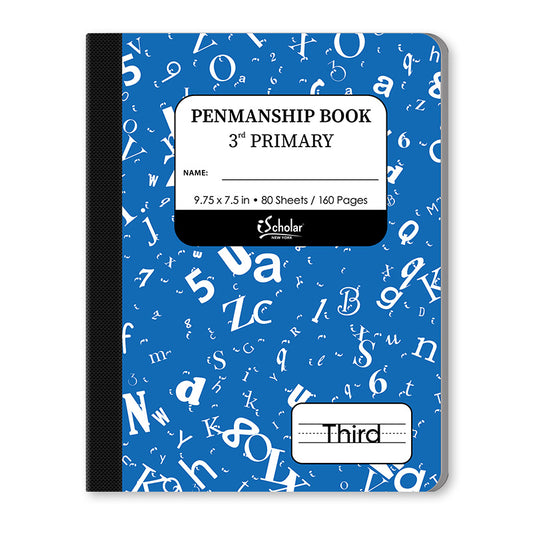Penmanship Cursive Notebook Blue 3rd Grade 9.75 x 7.5in 80 Sheets 10030