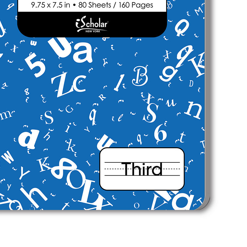 Penmanship Cursive Notebook Blue 3rd Grade 9.75 x 7.5in 80 Sheets 10030