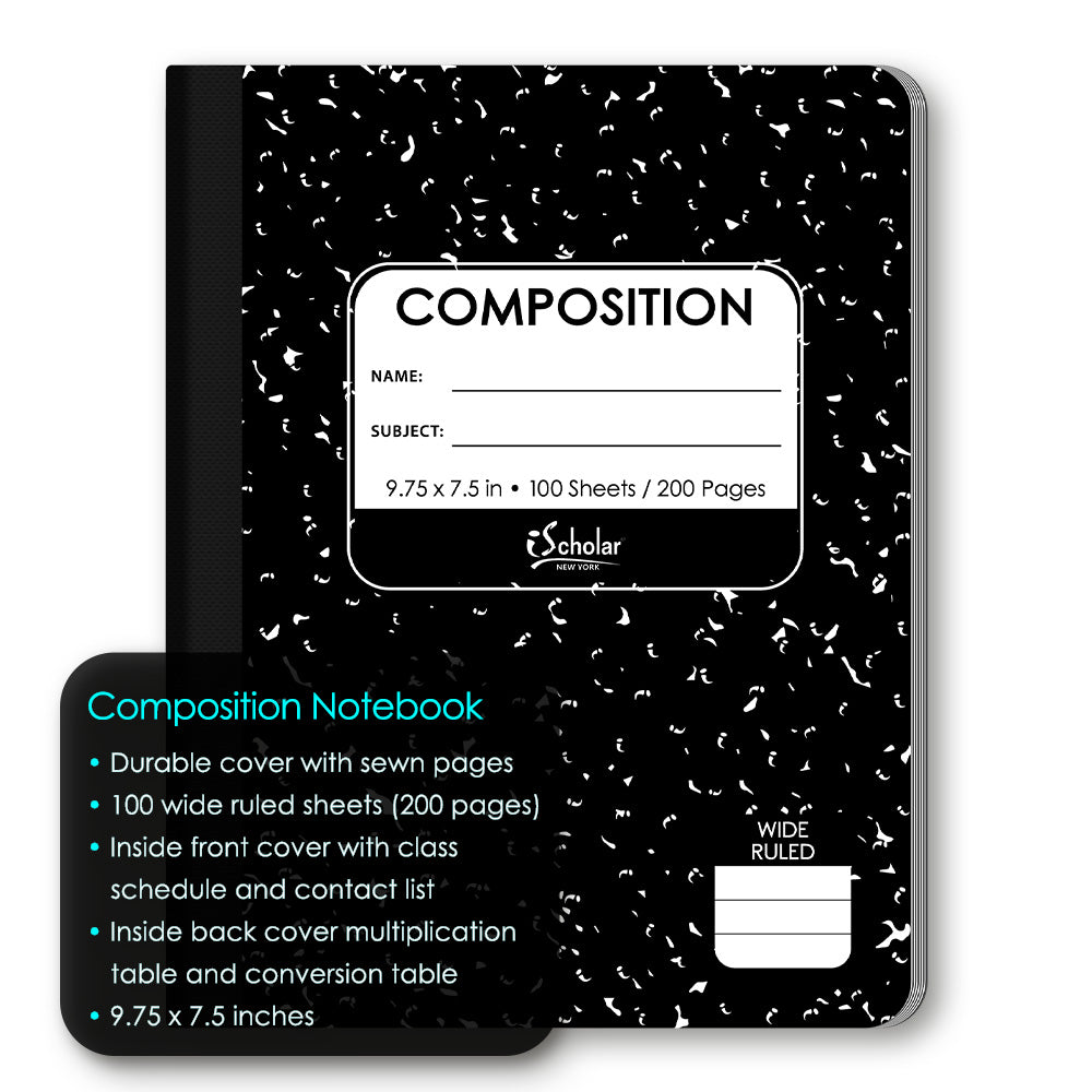 Marble Composition Notebook Wide Ruled 9.75 x 7.5in 100 Sheets 10100