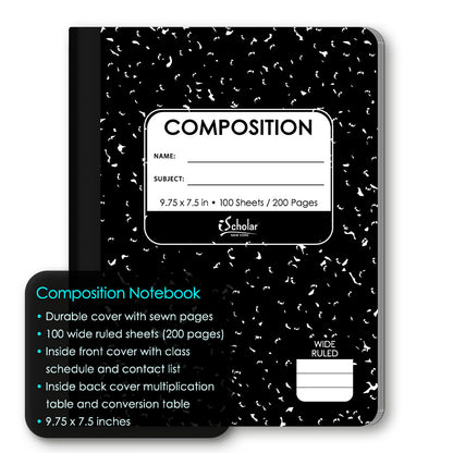 Marble Composition Notebook Wide Ruled 9.75 x 7.5in 100 Sheets 10100
