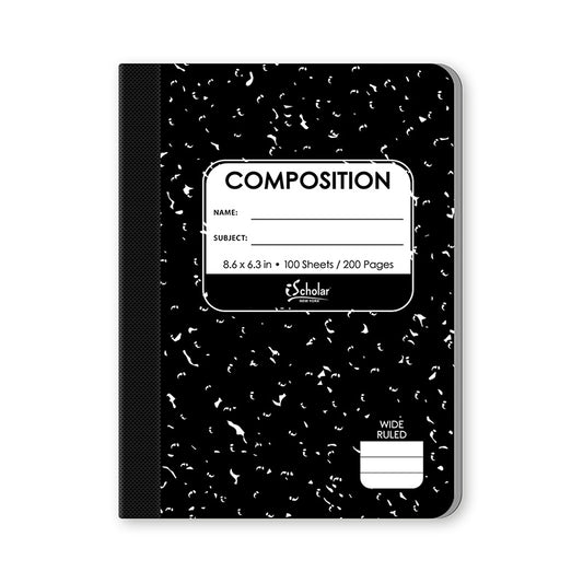 Small Marble Composition Notebook Wide Ruled 8.6 x 6.3in 100 Sheets 10110