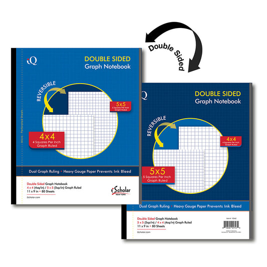 Double Sided Graph Ruled 4sq/in & 5sq/in Notebook 11 x 9in 80 Sheets 10545