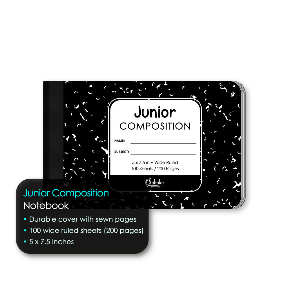 Junior Composition Notebook Wide Ruled 5 x 7.5in 100 Sheets 10570