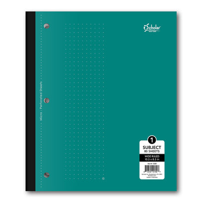 1 Subject Coil-less Notebook Wide Ruled 10.5 x 8.5in 80 Sheets 10581