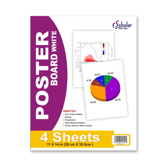 White Poster Board 11" x 14" 4 Sheets 11141
