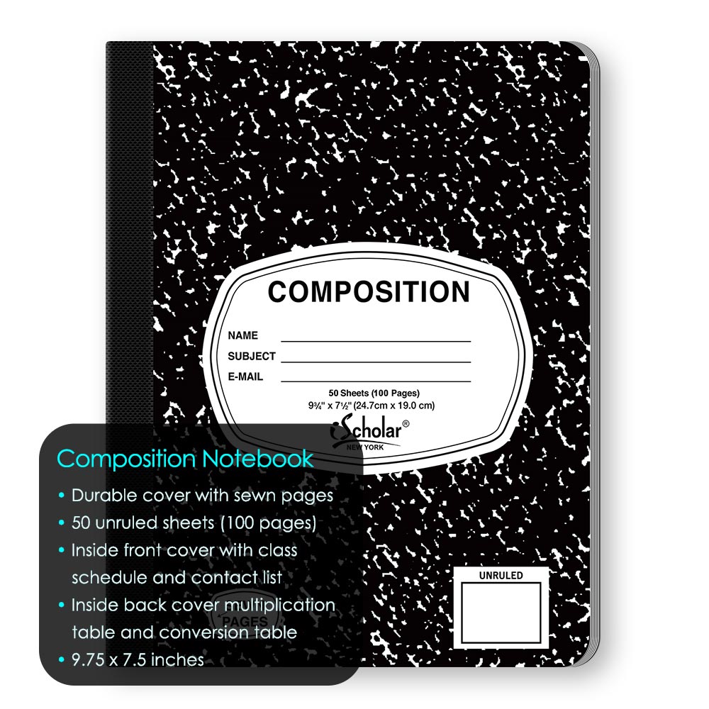 Unruled Blank Composition Notebook 9.75 x 7.5in 50 Sheets 13050