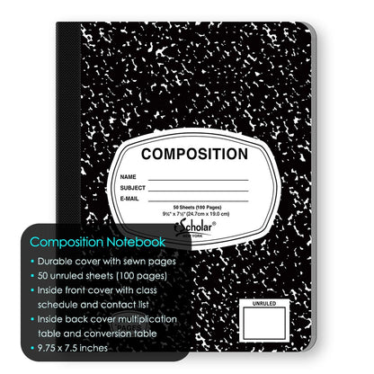 Unruled Blank Composition Notebook 9.75 x 7.5in 50 Sheets 13050