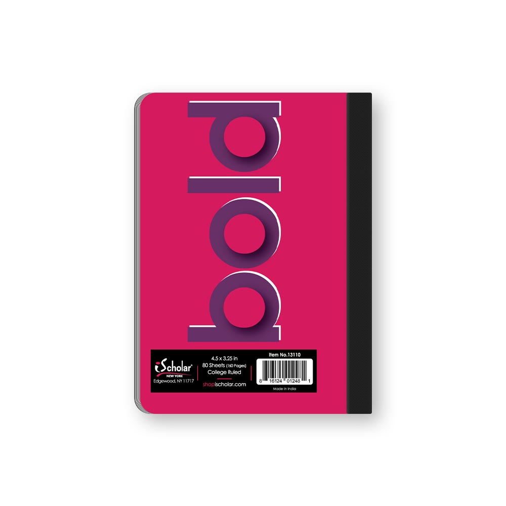 iQ BOLD Mini Composition Notebook Narrow Ruleec4.5 x 3.25in 80 Sheets 13110