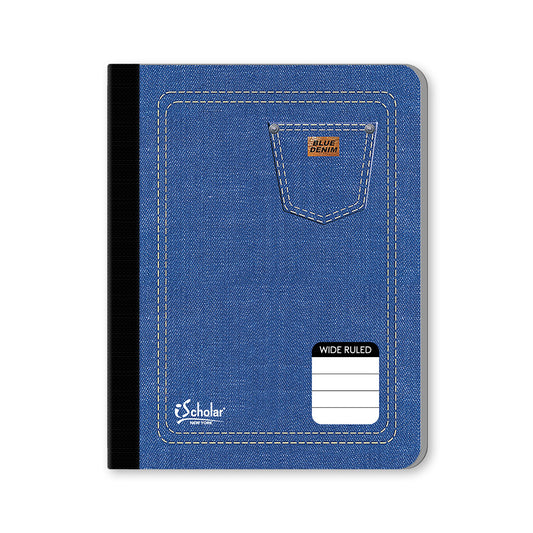 Blue Denim Notebook Wide Ruled 8.25 x 6.375in 100 Sheets 15010