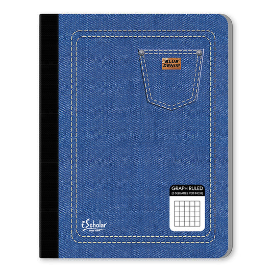 Blue Denim Notebook 5" X 5" Graph Ruled 9.75 x 7.5in 100 Sheets 15212