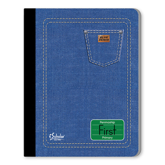Blue Denim Penmanship Notebook 1st Grade 9.75 x 7.5in 80 Sheets 17001