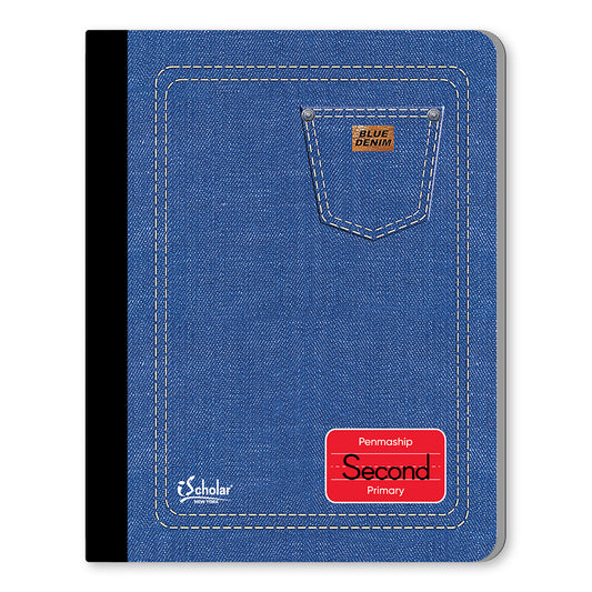Blue Denim Penmanship Notebook 2nd Grade 9.75 x 7.5in 80 Sheets 17002