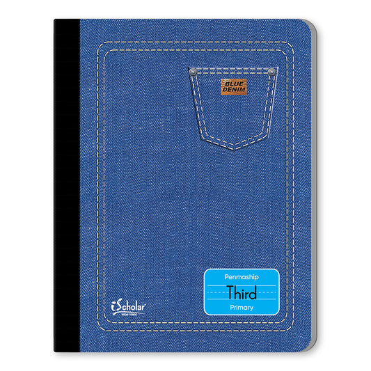 Blue Denim Penmanship Notebook 3rd Grade 9.75 x 7.5in 80 Sheets 17003