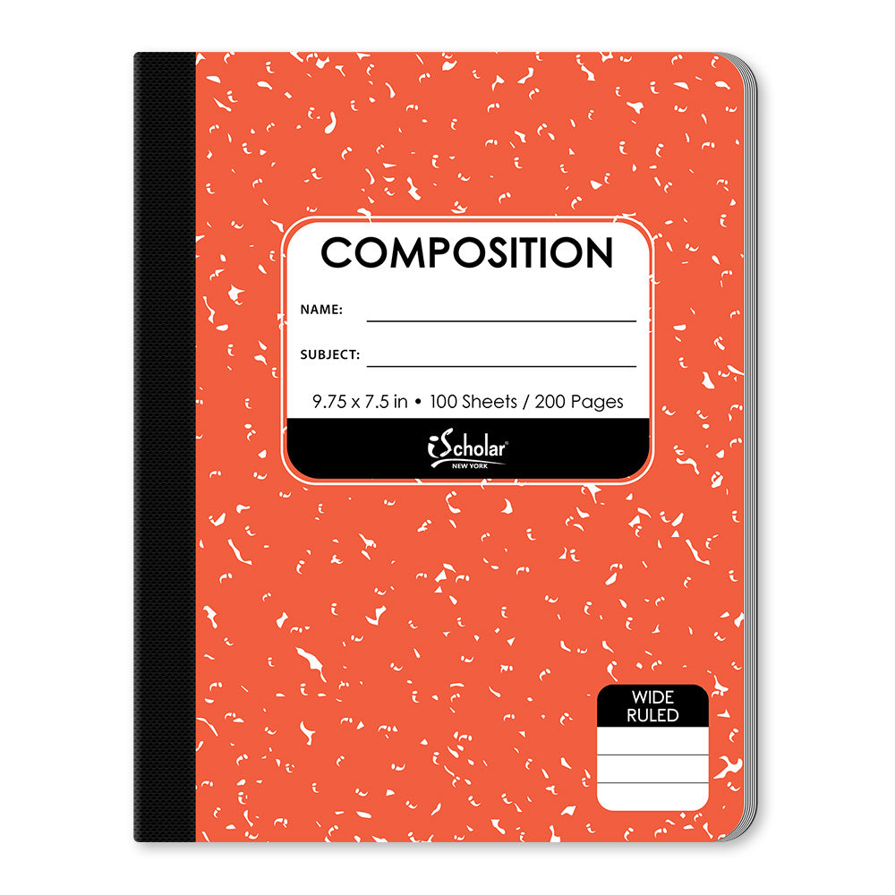 Orange Composition Notebook Wide Ruled 9.75 x 7.5in 100 Sheets 18100-OR