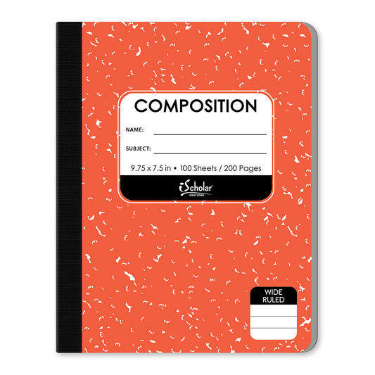 Orange Composition Notebook Wide Ruled 9.75 x 7.5in 100 Sheets 18100-OR