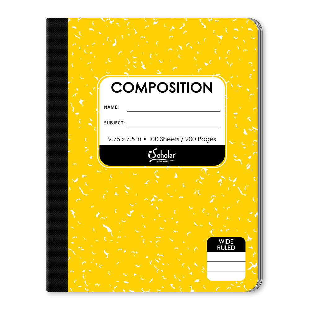 Yellow Composition Notebook Wide Ruled 9.75 x 7.5in 100 Sheets 18100-YL