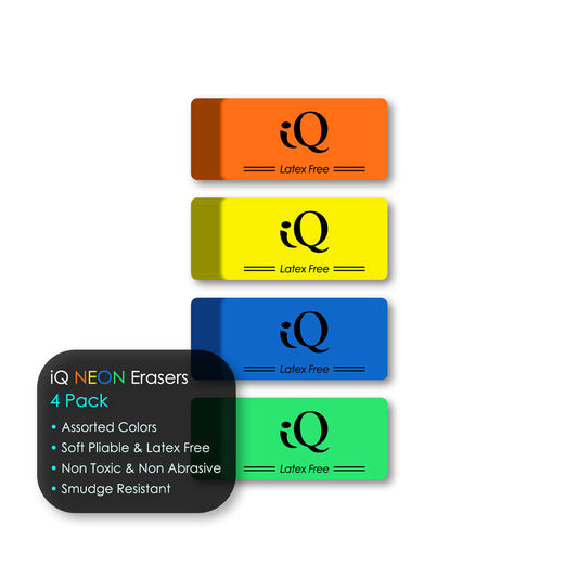 4 Pack iQ NEON Erasers 23574